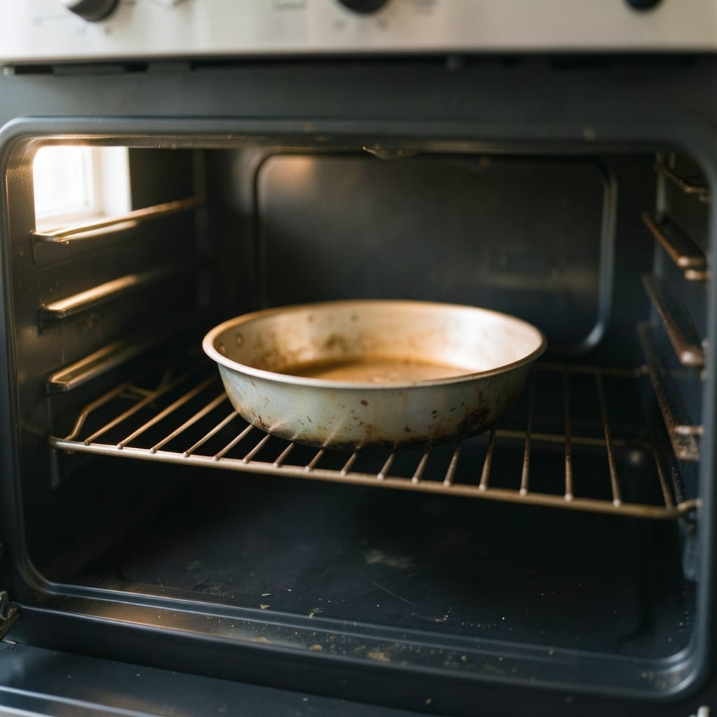 An ordinary home oven with one tin in it